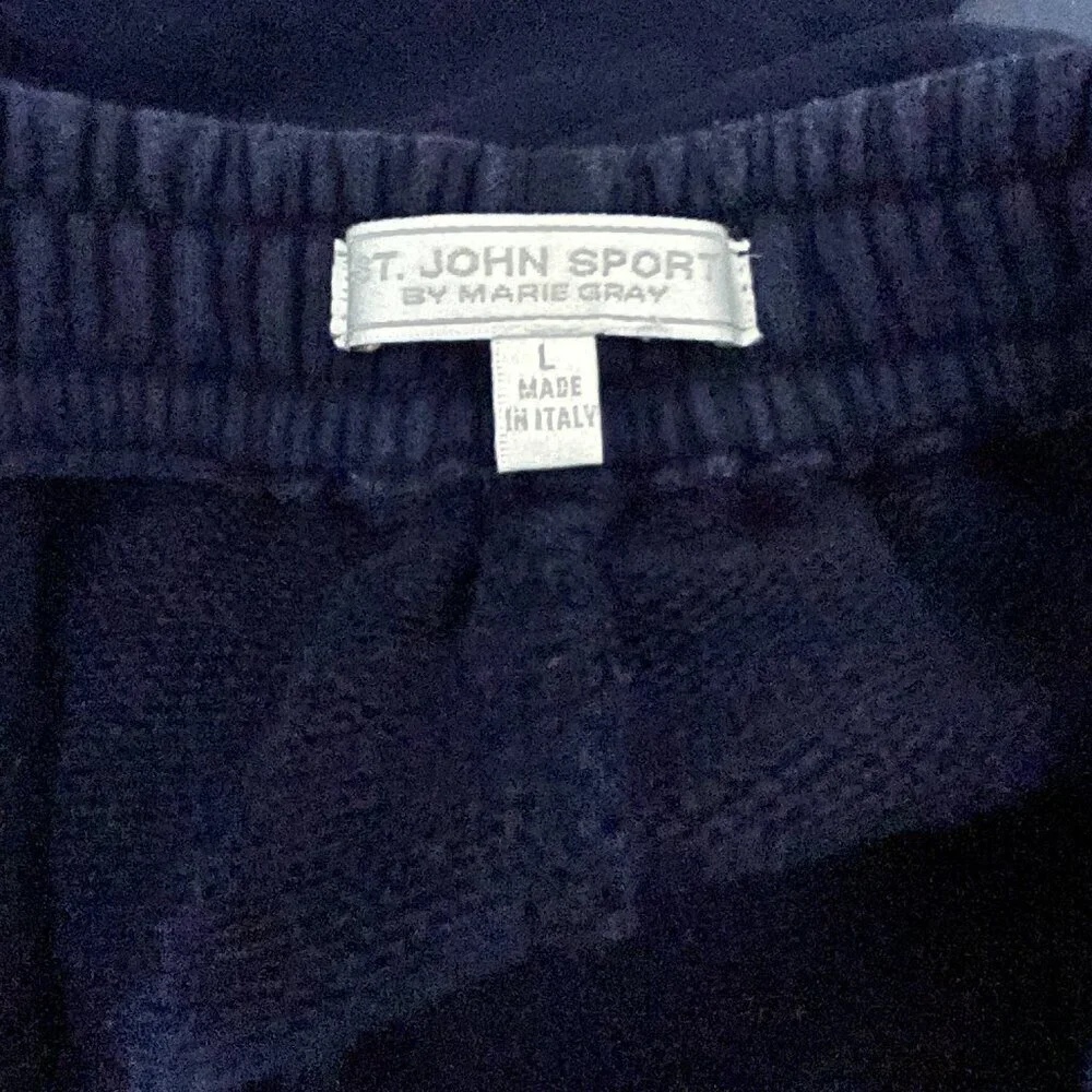St John by Marie Gray Women's Navy Jogger Pants Large Comfy Athleisure